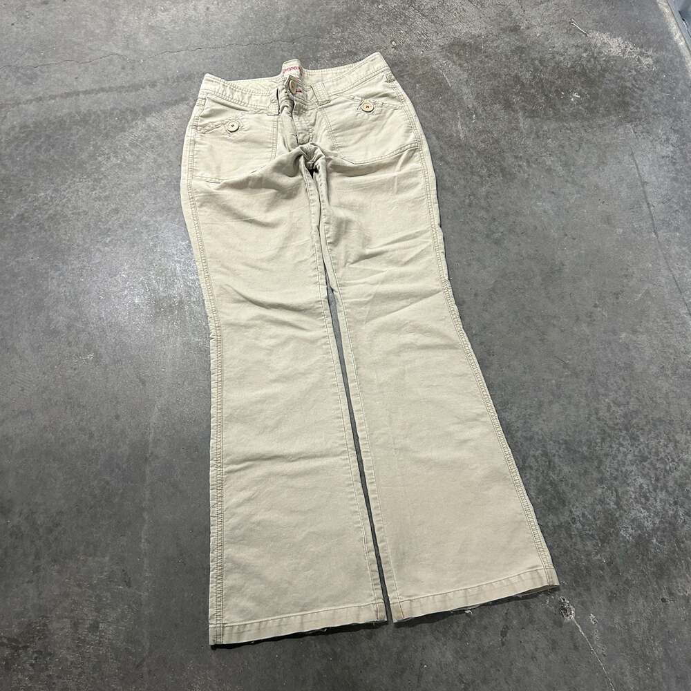 Aeropostale Vintage Y2K Corduroy Flap Pocket Flare Pants Beige Size 11/12 Long